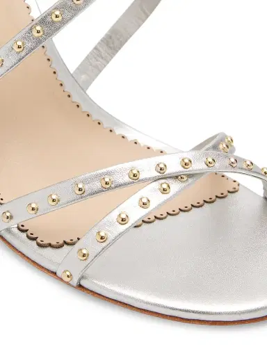 Cinq à Sept Women's Blair 95MM Studded Leather Sandals - Silver Gold - Size 10 | Thumbnail 5 Cinq à Sept Women's Blair 95MM Studded Leather Sandals - Silver Gold - Size 10 | Thumbnail 5