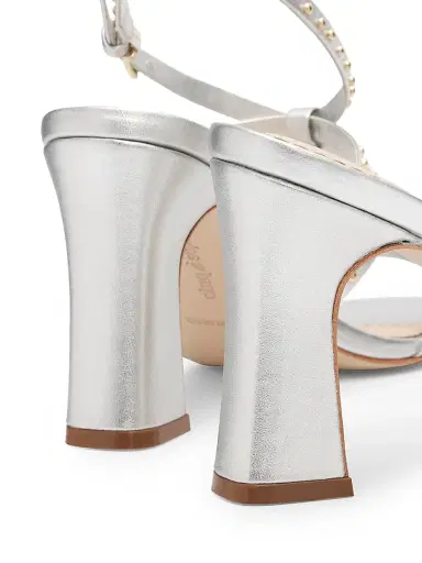 Cinq à Sept Women's Blair 95MM Studded Leather Sandals - Silver Gold - Size 10 | Thumbnail 6 Cinq à Sept Women's Blair 95MM Studded Leather Sandals - Silver Gold - Size 10 | Thumbnail 6
