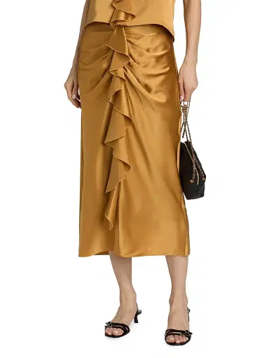 Cinq à Sept Women's Cynthia Silk Midi-Skirt | Thumbnail 3 Cinq à Sept Women's Cynthia Silk Midi-Skirt | Thumbnail 3