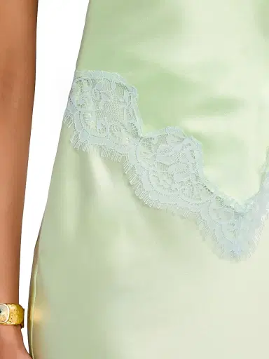 Retrofête Women's Everly Lace-Trim Satin Gown - Glace Pistachio | Thumbnail 7 Retrofête Women's Everly Lace-Trim Satin Gown - Glace Pistachio | Thumbnail 7