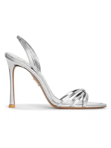 Retrofête Women's Anabel 105MM Leather Slingback Sandals - Silver | Thumbnail 1 Retrofête Women's Anabel 105MM Leather Slingback Sandals - Silver | Thumbnail 1