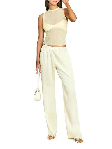 SEROYA Women's Lillian Satin Wide-Leg Pants - Butter | Thumbnail 2 SEROYA Women's Lillian Satin Wide-Leg Pants - Butter | Thumbnail 2