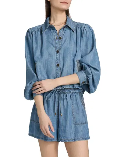 Ramy Brook Women's Aisla Spread Collar Top - Light Chambray | Thumbnail 3 Ramy Brook Women's Aisla Spread Collar Top - Light Chambray | Thumbnail 3