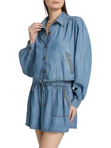 Ramy Brook Women's Aisla Spread Collar Top - Light Chambray | Thumbnail 4 Ramy Brook Women's Aisla Spread Collar Top - Light Chambray | Thumbnail 4