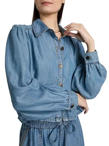 Ramy Brook Women's Aisla Spread Collar Top - Light Chambray | Thumbnail 6 Ramy Brook Women's Aisla Spread Collar Top - Light Chambray | Thumbnail 6