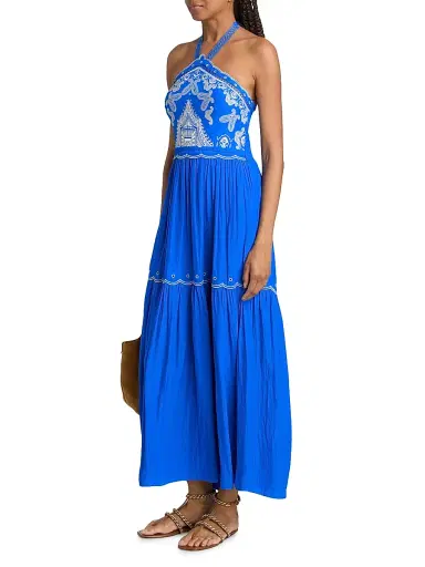 Ramy Brook Women's Kenna Paisley Halter Maxi Dress - Capri Blue - Size Medium | Thumbnail 4 Ramy Brook Women's Kenna Paisley Halter Maxi Dress - Capri Blue - Size Medium | Thumbnail 4