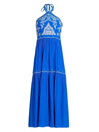 Ramy Brook Women's Kenna Paisley Halter Maxi Dress - Capri Blue - Size Medium | Thumbnail 1 Ramy Brook Women's Kenna Paisley Halter Maxi Dress - Capri Blue - Size Medium | Thumbnail 1