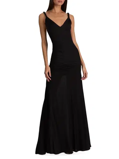 Alice + Olivia Women's Bianca Twist-Strap Godet Maxi Dress - Black - Size 14 | Thumbnail 2 Alice + Olivia Women's Bianca Twist-Strap Godet Maxi Dress - Black - Size 14 | Thumbnail 2