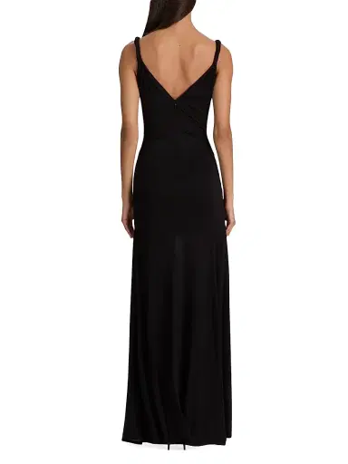 Alice + Olivia Women's Bianca Twist-Strap Godet Maxi Dress - Black - Size 14 | Thumbnail 4 Alice + Olivia Women's Bianca Twist-Strap Godet Maxi Dress - Black - Size 14 | Thumbnail 4