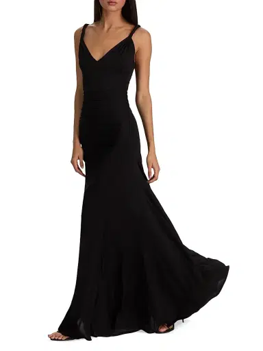 Alice + Olivia Women's Bianca Twist-Strap Godet Maxi Dress - Black - Size 14 | Thumbnail 5 Alice + Olivia Women's Bianca Twist-Strap Godet Maxi Dress - Black - Size 14 | Thumbnail 5
