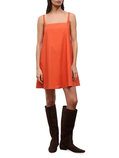 Staud Women's Brio Studded Stretch Cotton Minidress - Koi Studs | Thumbnail 2 Staud Women's Brio Studded Stretch Cotton Minidress - Koi Studs | Thumbnail 2