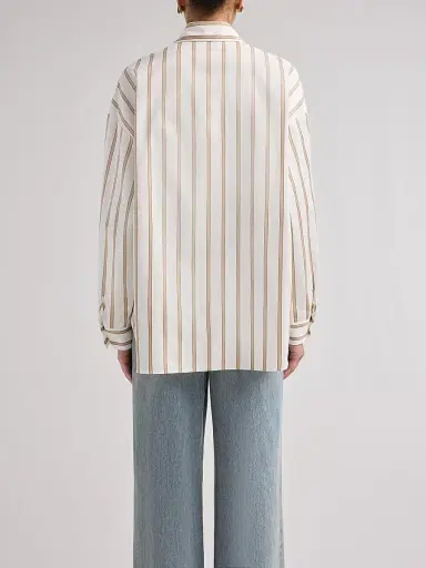 TWP Women's Something Borrowed Stripe Cotton Button-Front Shirt - White Khaki - Size Medium | Thumbnail 3 TWP Women's Something Borrowed Stripe Cotton Button-Front Shirt - White Khaki - Size Medium | Thumbnail 3