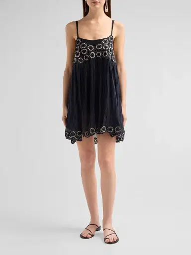 Ulla Johnson Women's Tula Cotton Embroidered Minidress - Midnight | Thumbnail 2 Ulla Johnson Women's Tula Cotton Embroidered Minidress - Midnight | Thumbnail 2