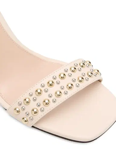 Stuart Weitzman Women's Perry 85MM Studded Leather Sandals - Linen | Thumbnail 5 Stuart Weitzman Women's Perry 85MM Studded Leather Sandals - Linen | Thumbnail 5