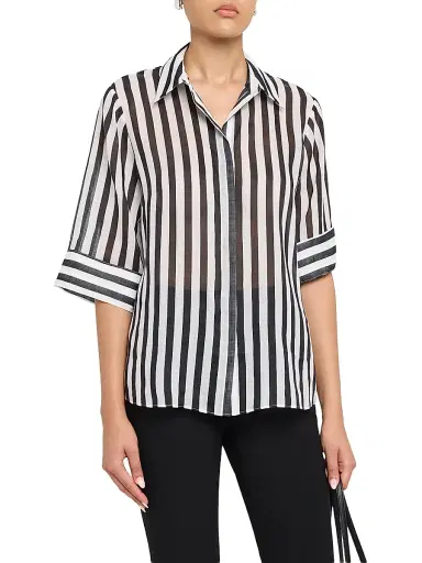 Kobi Halperin Women's Jolie Sheer Striped Blouse - Black White - Size XL | Thumbnail 3 Kobi Halperin Women's Jolie Sheer Striped Blouse - Black White - Size XL | Thumbnail 3