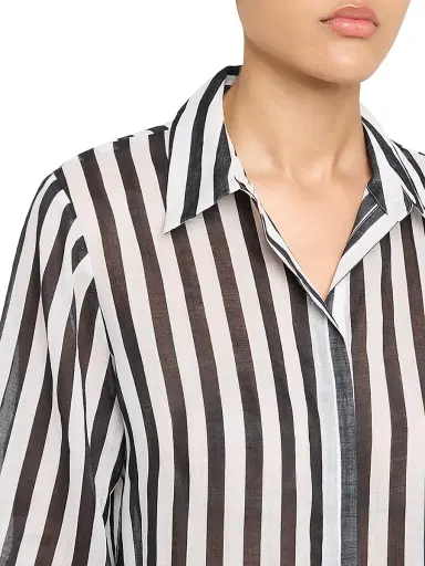 Kobi Halperin Women's Jolie Sheer Striped Blouse - Black White - Size XL | Thumbnail 5 Kobi Halperin Women's Jolie Sheer Striped Blouse - Black White - Size XL | Thumbnail 5
