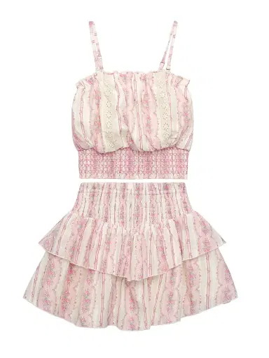 KatieJ NYC Girl's Brooke Floral Cotton Top & Skirt Set - Babypinkcottstrp | Thumbnail 1 KatieJ NYC Girl's Brooke Floral Cotton Top & Skirt Set - Babypinkcottstrp | Thumbnail 1