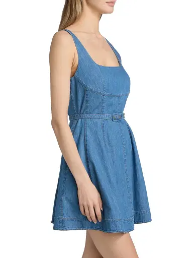 Tanya Taylor Women's Paige Belted Denim Minidress - Chambray | Thumbnail 4 Tanya Taylor Women's Paige Belted Denim Minidress - Chambray | Thumbnail 4