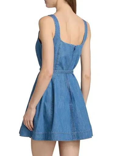 Tanya Taylor Women's Paige Belted Denim Minidress - Chambray | Thumbnail 5 Tanya Taylor Women's Paige Belted Denim Minidress - Chambray | Thumbnail 5