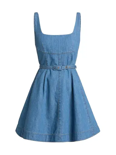 Tanya Taylor Women's Paige Belted Denim Minidress - Chambray | Thumbnail 1 Tanya Taylor Women's Paige Belted Denim Minidress - Chambray | Thumbnail 1