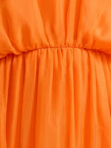 Alberta Ferretti Women's Chiffon Gathered Waist Dress - Orange | Thumbnail 7 Alberta Ferretti Women's Chiffon Gathered Waist Dress - Orange | Thumbnail 7