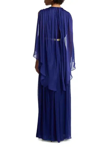 Alberta Ferretti Women's Draped Chiffon Cape Gown - Multi Blue | Thumbnail 5 Alberta Ferretti Women's Draped Chiffon Cape Gown - Multi Blue | Thumbnail 5