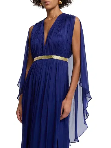 Alberta Ferretti Women's Draped Chiffon Cape Gown - Multi Blue | Thumbnail 6 Alberta Ferretti Women's Draped Chiffon Cape Gown - Multi Blue | Thumbnail 6