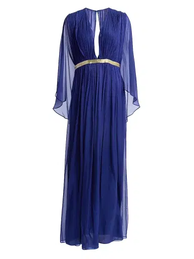 Alberta Ferretti Women's Draped Chiffon Cape Gown - Multi Blue | Thumbnail 1 Alberta Ferretti Women's Draped Chiffon Cape Gown - Multi Blue | Thumbnail 1