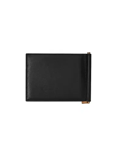 Saint Laurent Men's Tiny Cassandre Bill Clip Wallet in Shiny Leather - Black | Thumbnail 4 Saint Laurent Men's Tiny Cassandre Bill Clip Wallet in Shiny Leather - Black | Thumbnail 4
