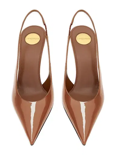 Saint Laurent Women's Guermantes Slingback Pumps in Patent Leather - Noisette | Thumbnail 3 Saint Laurent Women's Guermantes Slingback Pumps in Patent Leather - Noisette | Thumbnail 3