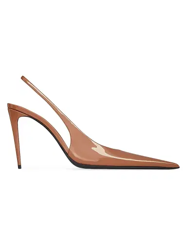 Saint Laurent Women's Guermantes Slingback Pumps in Patent Leather - Noisette | Thumbnail 1 Saint Laurent Women's Guermantes Slingback Pumps in Patent Leather - Noisette | Thumbnail 1