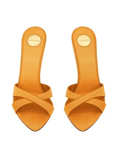 Saint Laurent Women's Kirat Sandals in Satin Crepe - Yellow - Size 6 | Thumbnail 3 Saint Laurent Women's Kirat Sandals in Satin Crepe - Yellow - Size 6 | Thumbnail 3
