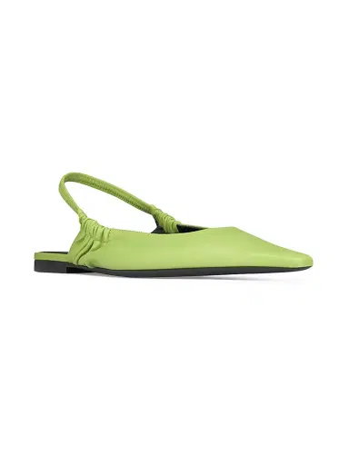 Saint Laurent Women's Anne-Marie Slingback Flats in Smooth Leather - Lime | Thumbnail 2 Saint Laurent Women's Anne-Marie Slingback Flats in Smooth Leather - Lime | Thumbnail 2