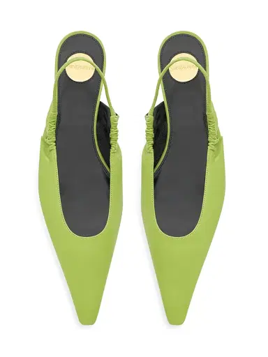 Saint Laurent Women's Anne-Marie Slingback Flats in Smooth Leather - Lime | Thumbnail 3 Saint Laurent Women's Anne-Marie Slingback Flats in Smooth Leather - Lime | Thumbnail 3