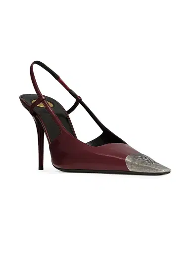 Saint Laurent Women's Jeanne Slingback Pumps in Smooth Leather - Vintage Bordeaux | Thumbnail 2 Saint Laurent Women's Jeanne Slingback Pumps in Smooth Leather - Vintage Bordeaux | Thumbnail 2