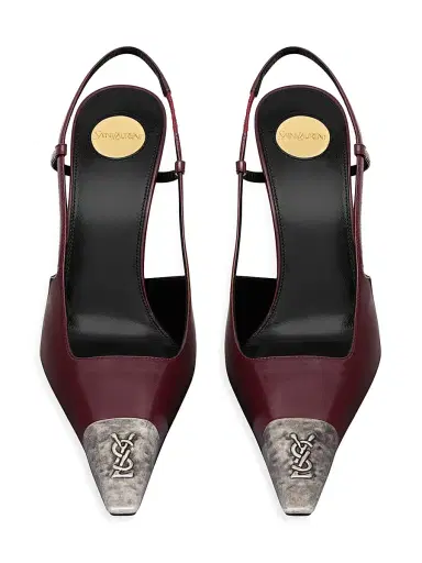 Saint Laurent Women's Jeanne Slingback Pumps in Smooth Leather - Vintage Bordeaux | Thumbnail 3 Saint Laurent Women's Jeanne Slingback Pumps in Smooth Leather - Vintage Bordeaux | Thumbnail 3