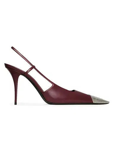 Saint Laurent Women's Jeanne Slingback Pumps in Smooth Leather - Vintage Bordeaux | Thumbnail 1 Saint Laurent Women's Jeanne Slingback Pumps in Smooth Leather - Vintage Bordeaux | Thumbnail 1