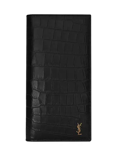 Saint Laurent Men's Tiny Cassandre Wallet in Embossed Matte Leather | Thumbnail 1 Saint Laurent Men's Tiny Cassandre Wallet in Embossed Matte Leather | Thumbnail 1