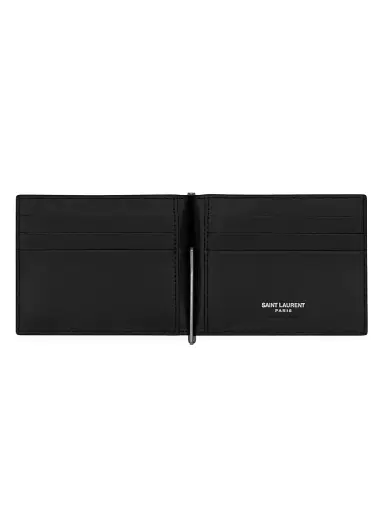 Saint Laurent Men's Tiny Cassandre Bill Clip Wallet in Matte Leather - Black | Thumbnail 2 Saint Laurent Men's Tiny Cassandre Bill Clip Wallet in Matte Leather - Black | Thumbnail 2