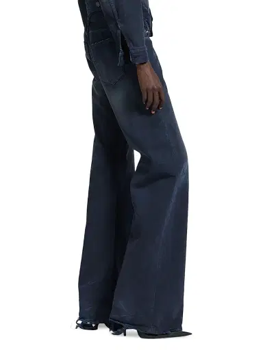 Balenciaga Women's Curved Waist Pants - Navy Dirty Dark Blue | Thumbnail 3 Balenciaga Women's Curved Waist Pants - Navy Dirty Dark Blue | Thumbnail 3