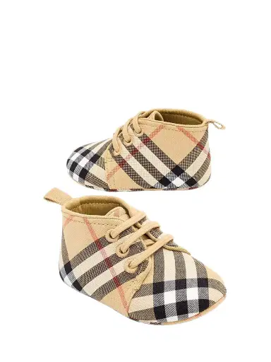 Burberry Baby's Check Booties - Sand | Thumbnail 1 Burberry Baby's Check Booties - Sand | Thumbnail 1