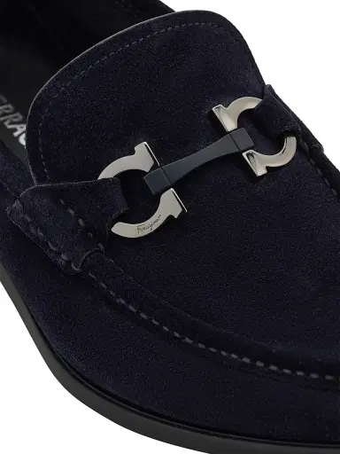 FERRAGAMO Men's Gancini Suede Loafers - Navy | Thumbnail 6 FERRAGAMO Men's Gancini Suede Loafers - Navy | Thumbnail 6
