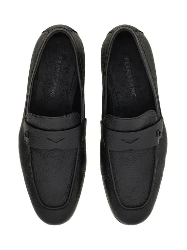 FERRAGAMO Men's Leather Penny Loafers - Nero | Thumbnail 3 FERRAGAMO Men's Leather Penny Loafers - Nero | Thumbnail 3