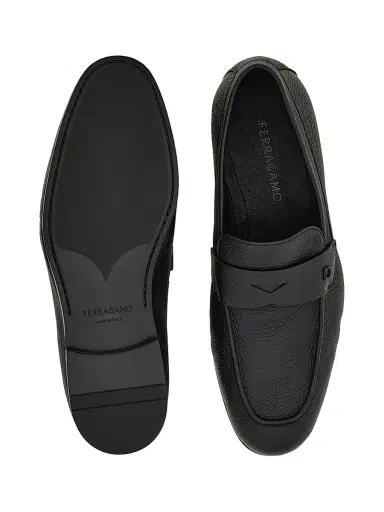 FERRAGAMO Men's Leather Penny Loafers - Nero | Thumbnail 5 FERRAGAMO Men's Leather Penny Loafers - Nero | Thumbnail 5