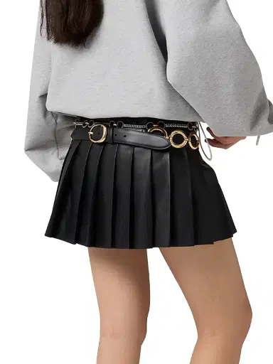Miu Miu Women's Nappa Leather Skirt - Black | Thumbnail 4 Miu Miu Women's Nappa Leather Skirt - Black | Thumbnail 4