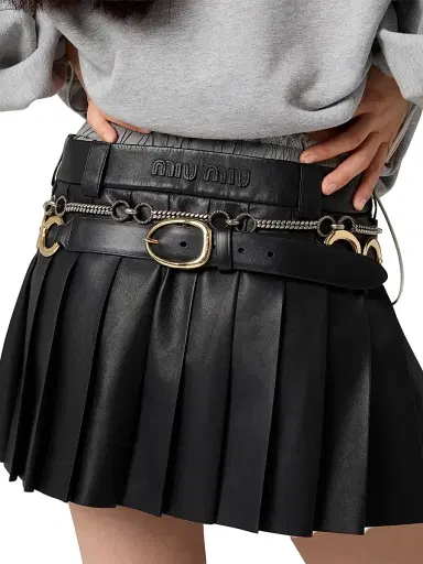 Miu Miu Women's Nappa Leather Skirt - Black | Thumbnail 5 Miu Miu Women's Nappa Leather Skirt - Black | Thumbnail 5
