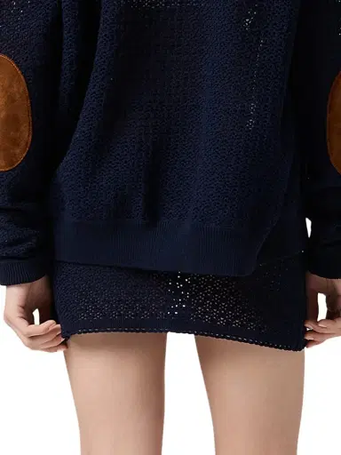 Miu Miu Women's Cotton Crochet and Suede Mini Skirt - Blue | Thumbnail 3 Miu Miu Women's Cotton Crochet and Suede Mini Skirt - Blue | Thumbnail 3