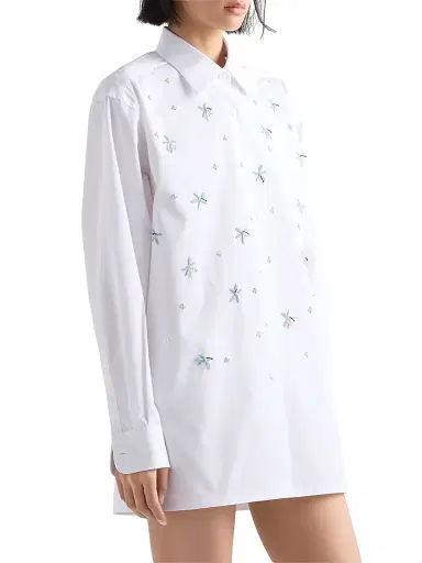 Prada Women's Embroidered Poplin Shirt - White | Thumbnail 2 Prada Women's Embroidered Poplin Shirt - White | Thumbnail 2