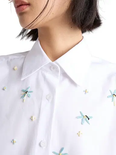 Prada Women's Embroidered Poplin Shirt - White | Thumbnail 4 Prada Women's Embroidered Poplin Shirt - White | Thumbnail 4