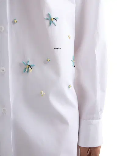 Prada Women's Embroidered Poplin Shirt - White | Thumbnail 6 Prada Women's Embroidered Poplin Shirt - White | Thumbnail 6